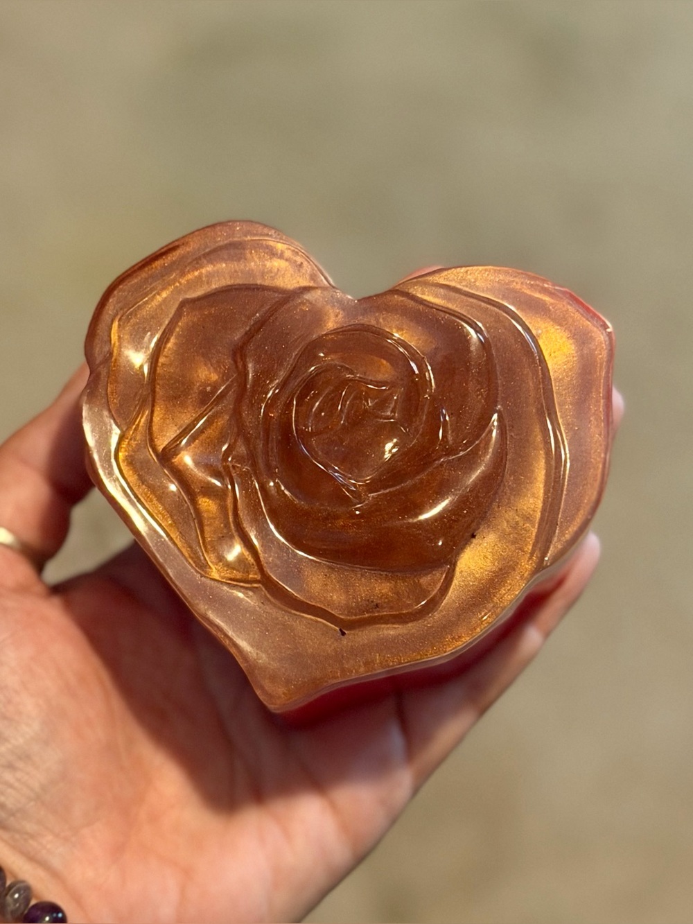 Handmade Floral Heart Trinket Stash Box with Lid